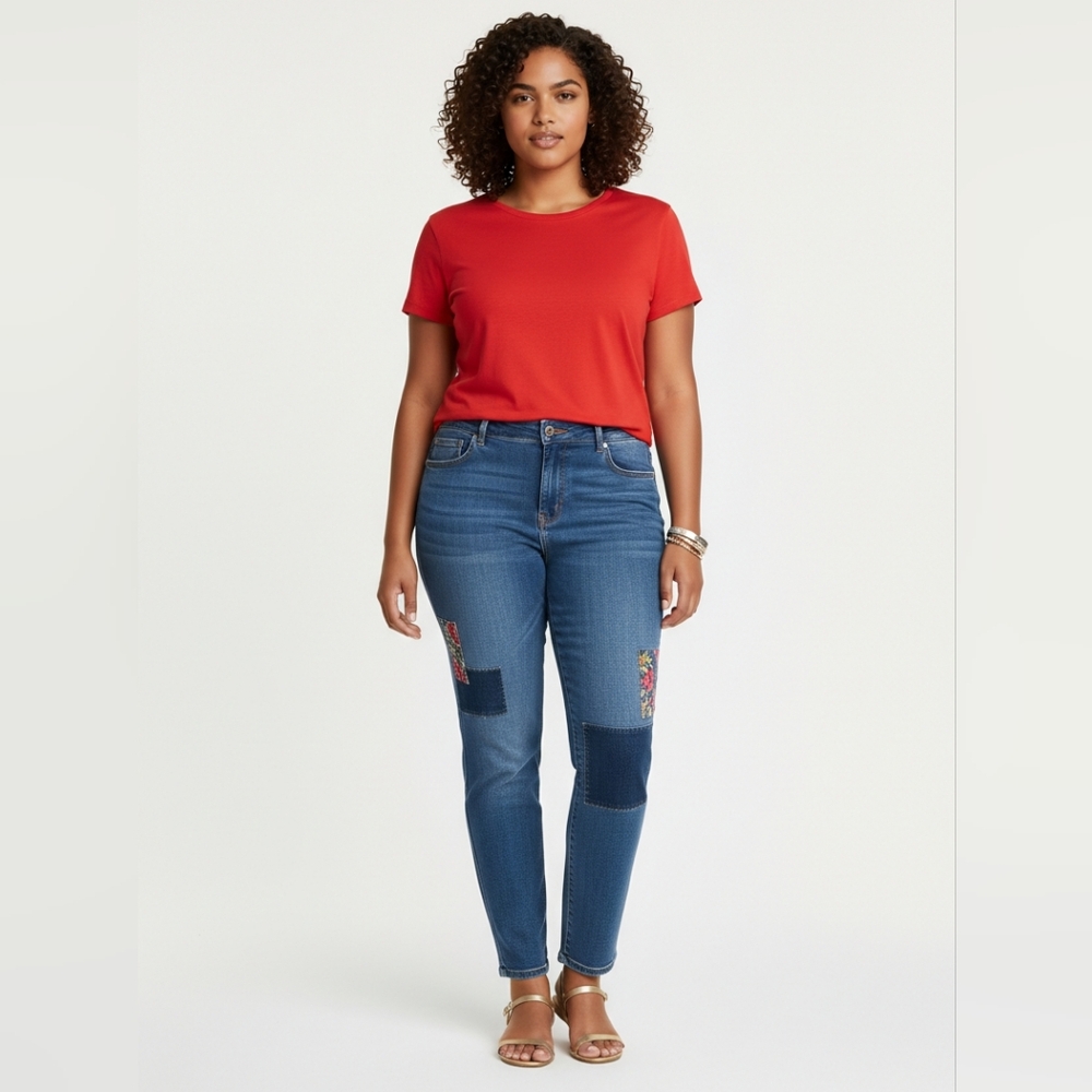 Chico's So Slimming Girlfriend Patchwork Slim Leg… - image 1